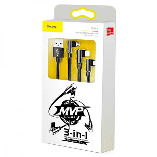 Cable 3 in 1 (L, M, C) 3.5A (1.2m) – Baseus (CAMLT-WZ01) MVP Mobile game Black – CAMLT-WZ01 Black