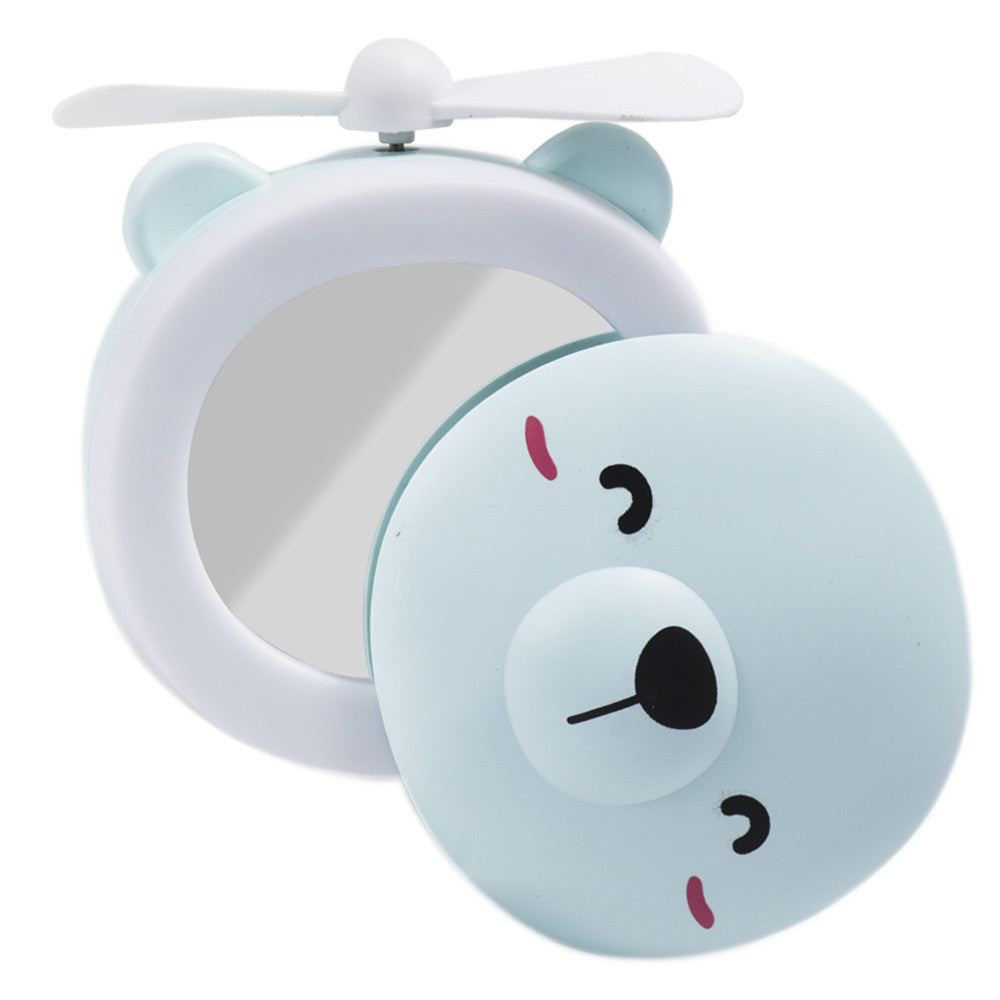 Mini Fan with Mirror and LED Lights – Design 2