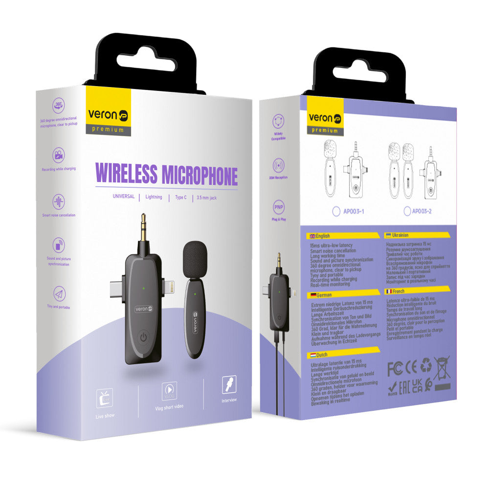 Wireless microphone for phone 3 in 1 - Veron AP003-1