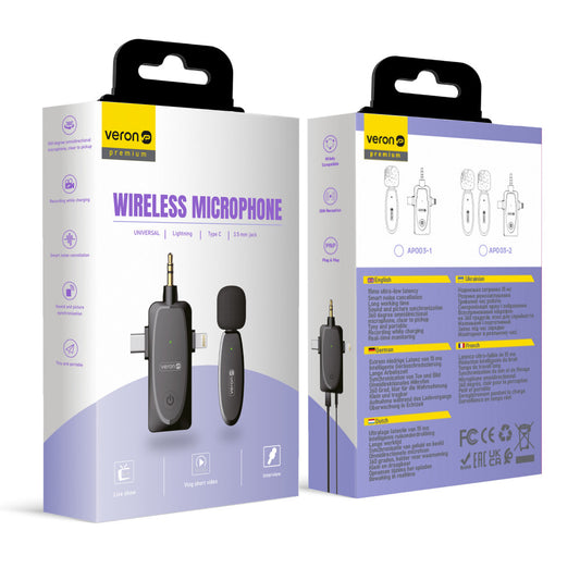 Wireless microphone for phone 3 in 1 - Veron AP003-1