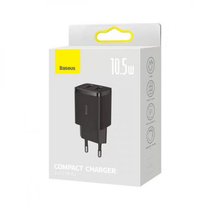 Home Charger | 10.5W | 2U - Baseus (CCXJ010) Compact Charger - CCXJ010201 Black