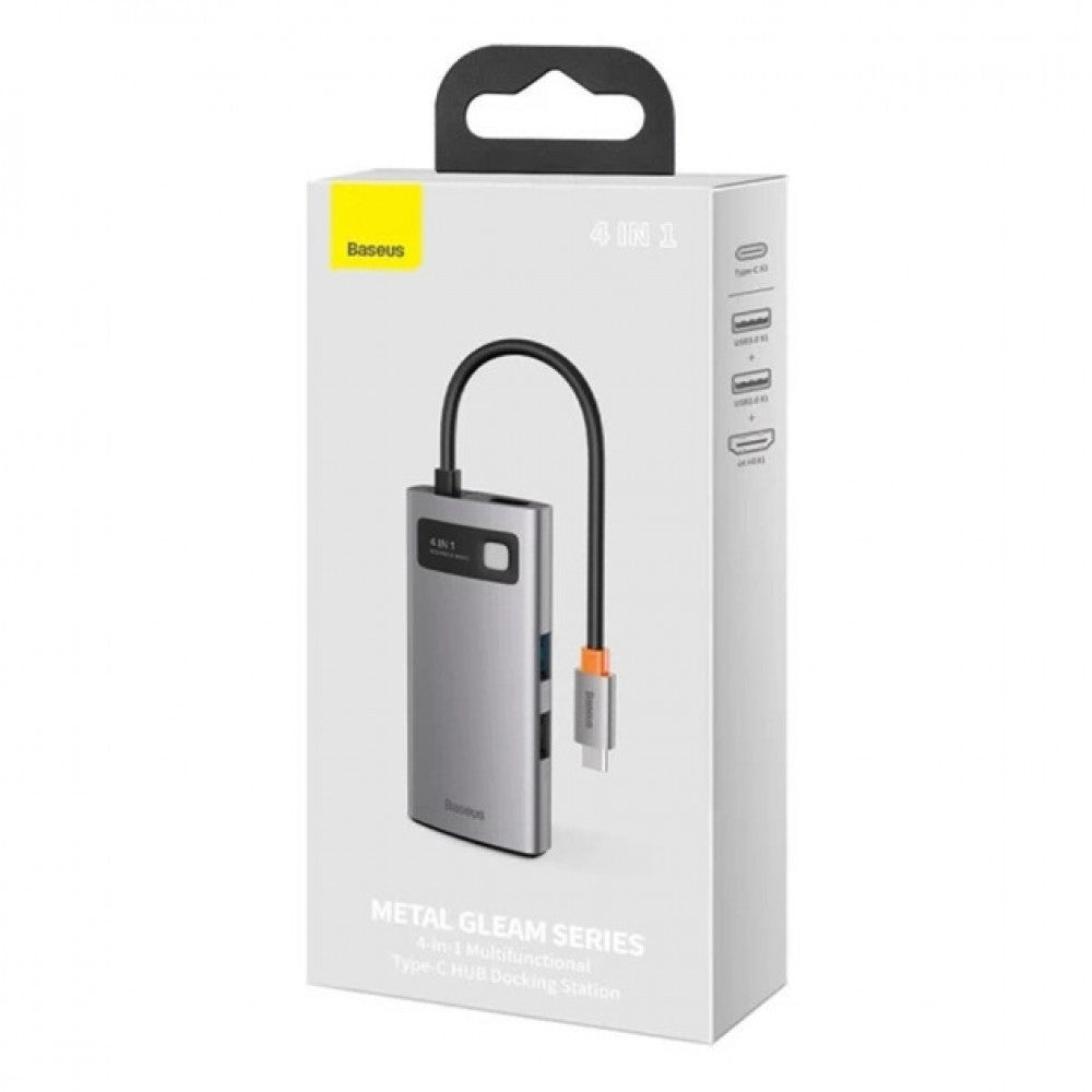 HUB USB C – Baseus(CAHUB-CY0G) Metal Gleam Series 4-in-1 Multifunctional Type-C HUB Docking Station Gray