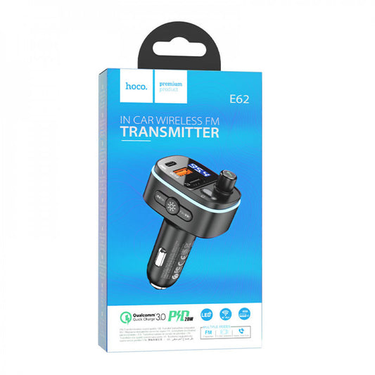 Fm Transmitter MP3 | Car Charger | 3.0A | PD20W | 2U – Hoco E62 – Black