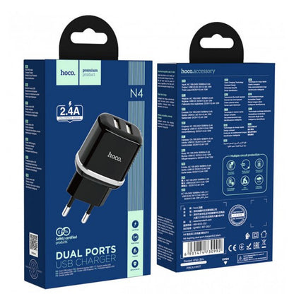 Home Charger | 2.4A | 2U - Hoco N4 - Black