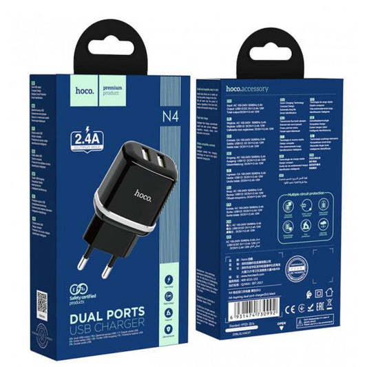 Home Charger | 2.4A | 2U - Hoco N4 - Black
