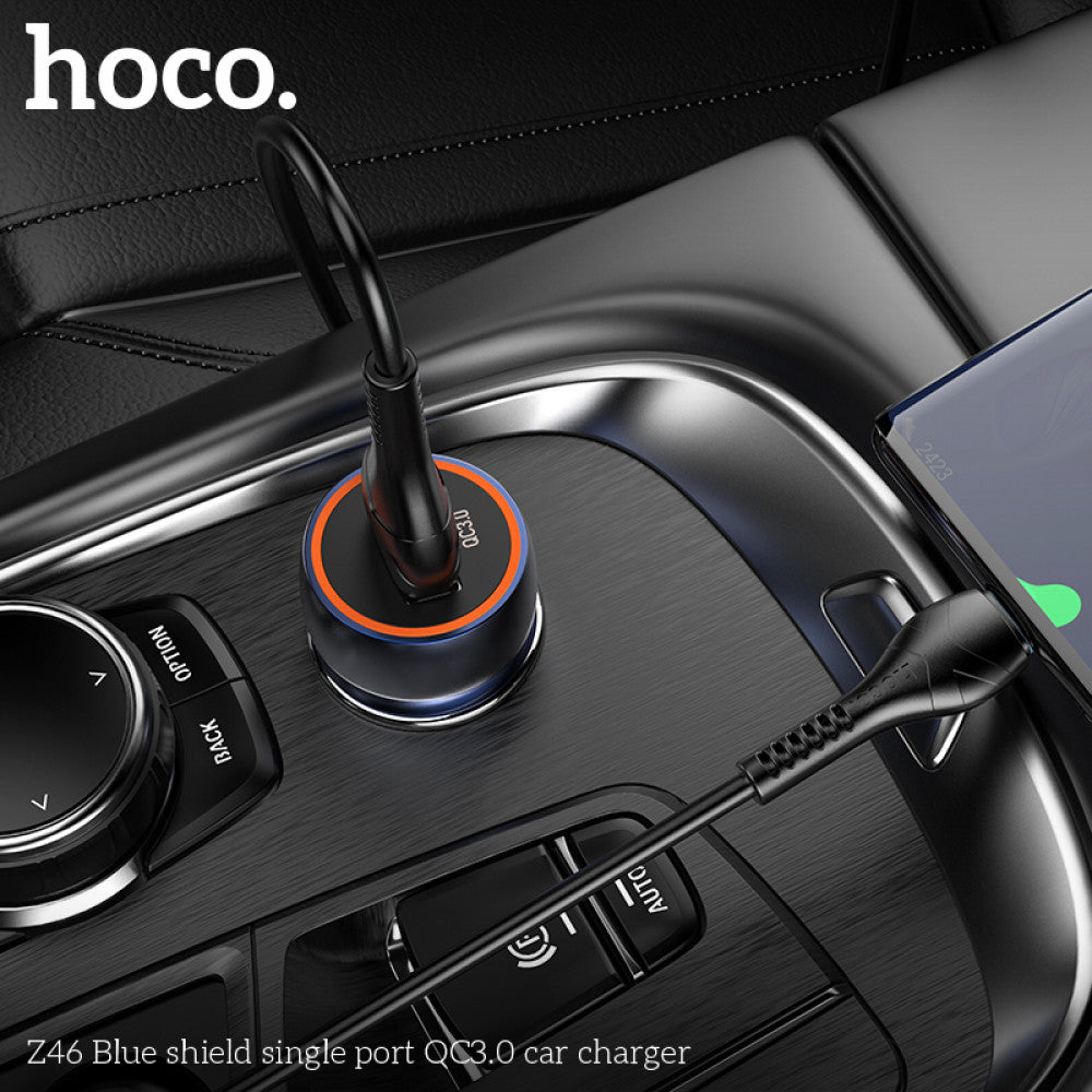 Car Charger | 18W | QC3.0 – Hoco Z46 – Metal Gray