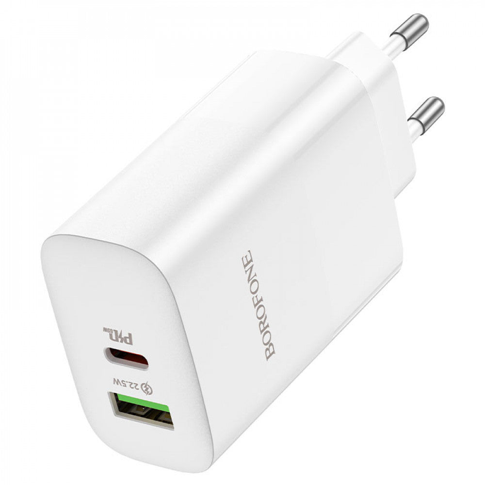 Home Charger | 65W | PD | QC3.0 | C to C Cable (1m) – Borofone BN10 – White