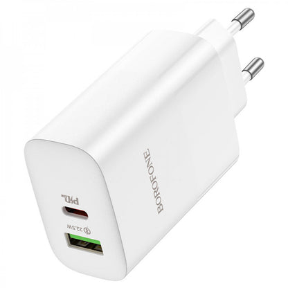 Home Charger | 65W | PD | QC3.0 | C to C Cable (1m) – Borofone BN10 – White