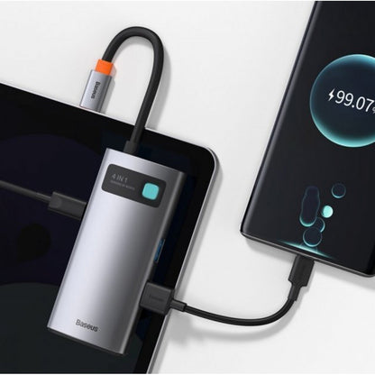 HUB USB C – Baseus(CAHUB-CY0G) Metal Gleam Series 4-in-1 Multifunctional Type-C HUB Docking Station Gray