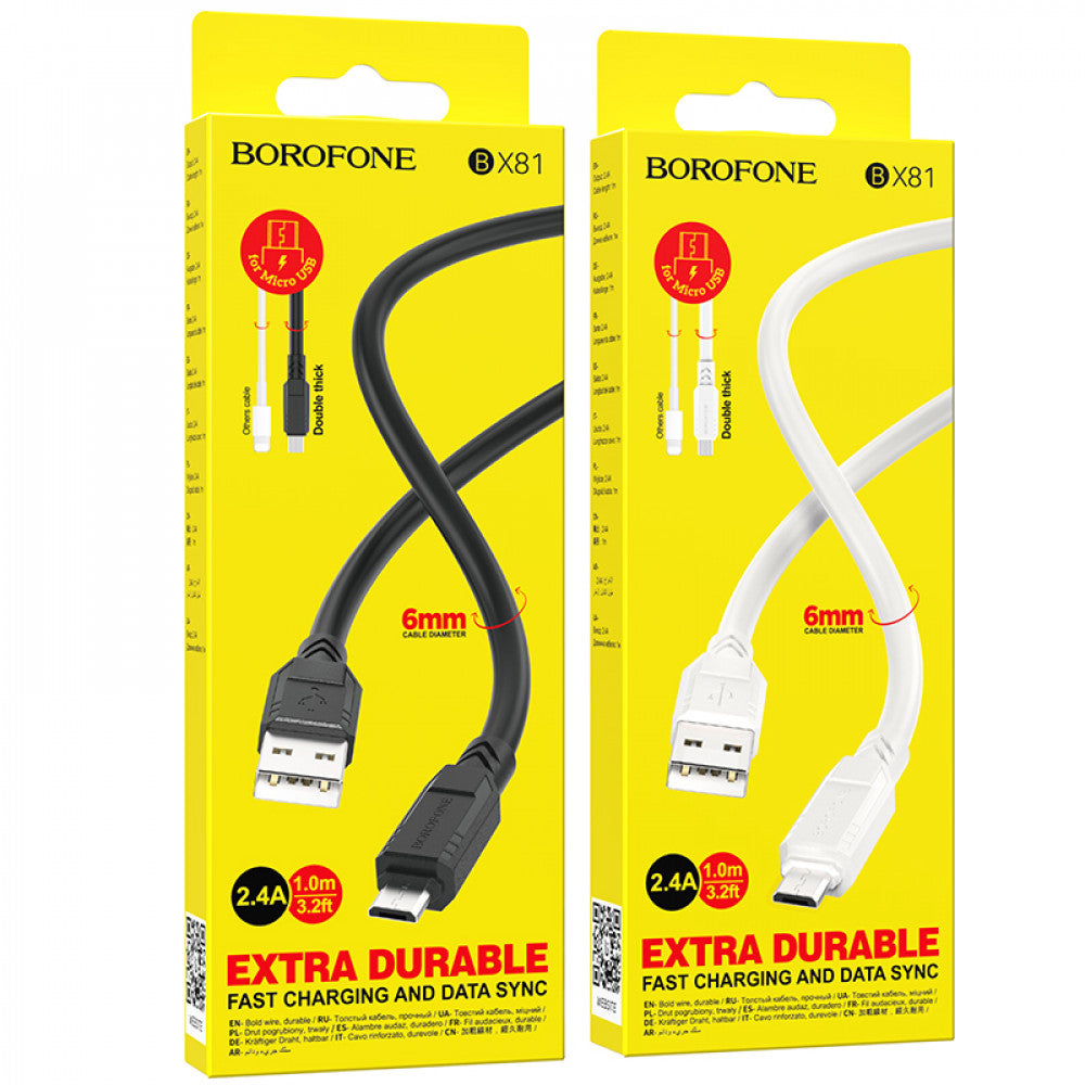 Cable Micro 2.4A (1m) – Borofone BX81 – Black