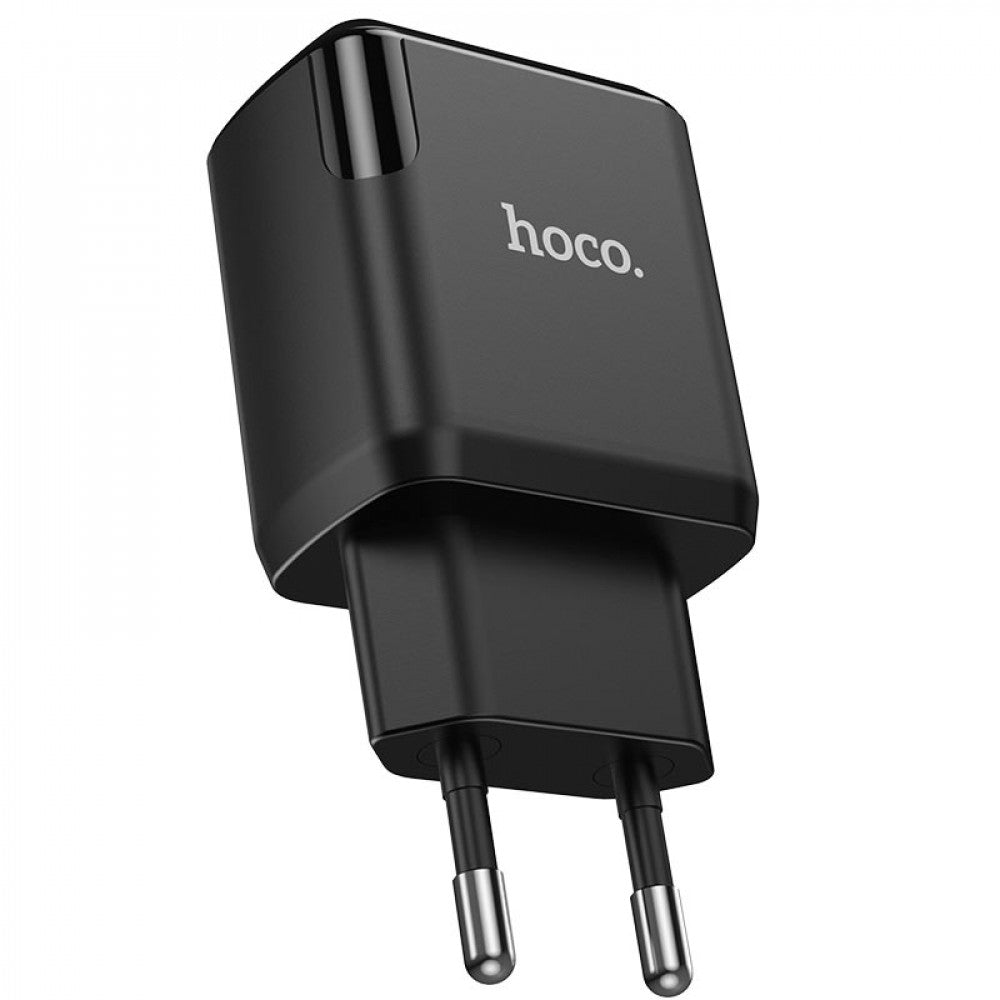 Home Charger | 2.1A | 2U | USB C Cable (1m) – Hoco N7 – Black
