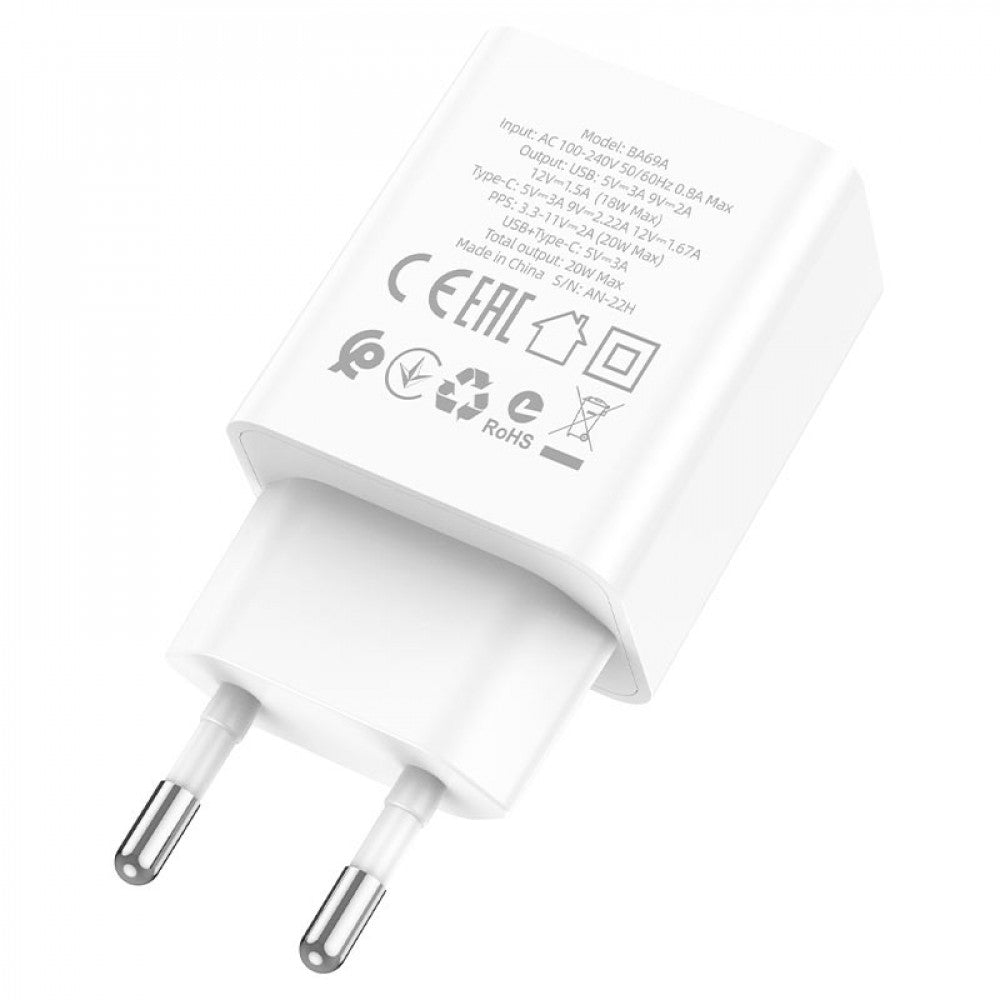 Home Charger | 20W | PD | QC3.0 – Borofone BA69A – White