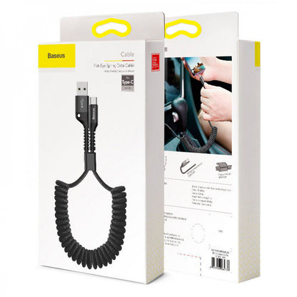USB C cable 2A (1m) Baseus (CATSR-01) Fish-eye Spring Data Black