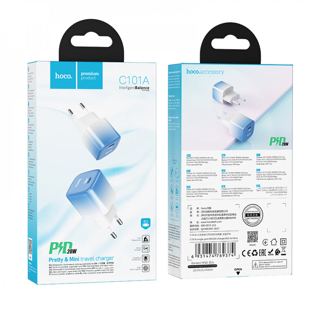 Home Charger | 20W | PD3.0 – Hoco C101A – Ice Blue