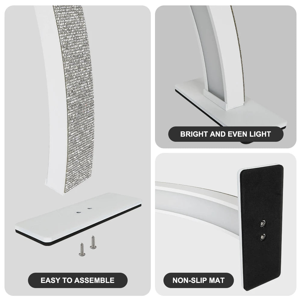 F-624 Half Moon LED Nail Lamp for Eyelash Extension Eyebrow Tattoo Makeup 72x36cm - Black