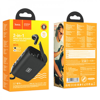 Speaker &amp; Bluetooth Headset – Hoco HC15 2-in-1 – Black