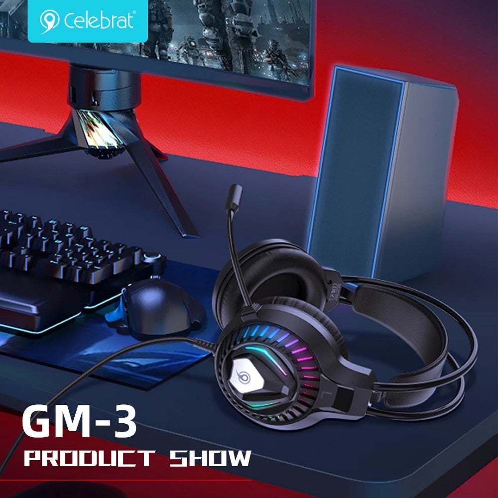 Gaming Headset 3.5mm &amp; USB – Celebrat GM-3 – Black