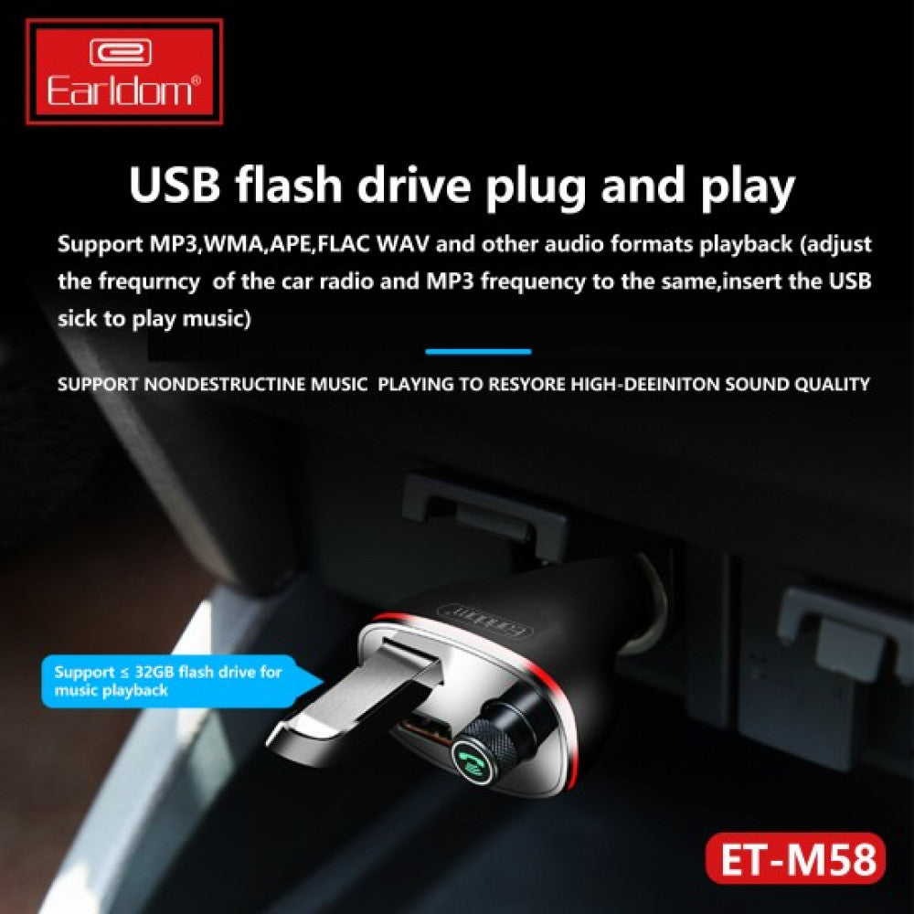 Fm Modulator MP3 | Car Charger | 2.0A | 2U - Earldom ET-M58
