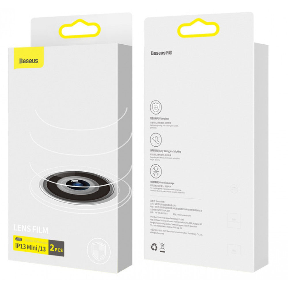 Protective Screen Protector Baseus (SGQK000002) Full-Frame Lens Film — iPhone 13 mini 5.4" ; iPhone 13 6.1" Dual Camera 2021 (2pcs/pack) — SGQK000002 Transparent