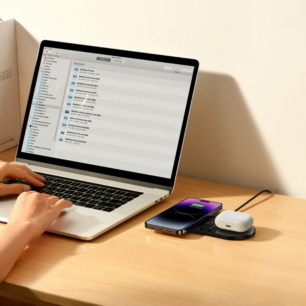 Wireless Charger 20W – Baseus (WXSX010001) Digital LED Display 2in1 Black CN ( Quick Charger 12V/2A(CN) Black +USB For type-C 3A 1m Black – WXSX010001 Black