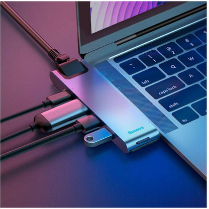 HUB Thunderbolt C – Baseus(CAHUB-L0G) thunderbolt C+Pro Seven-in-one smart HUB docking station – CAHUB-L0G Black