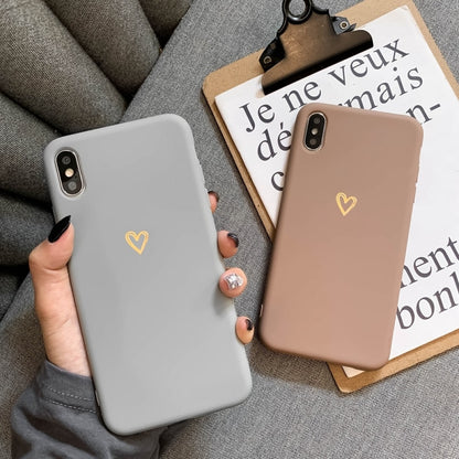 Ultra-thin soft heart-shaped pattern TPU Case – iPhone 12 Pro 6.1" – Brown