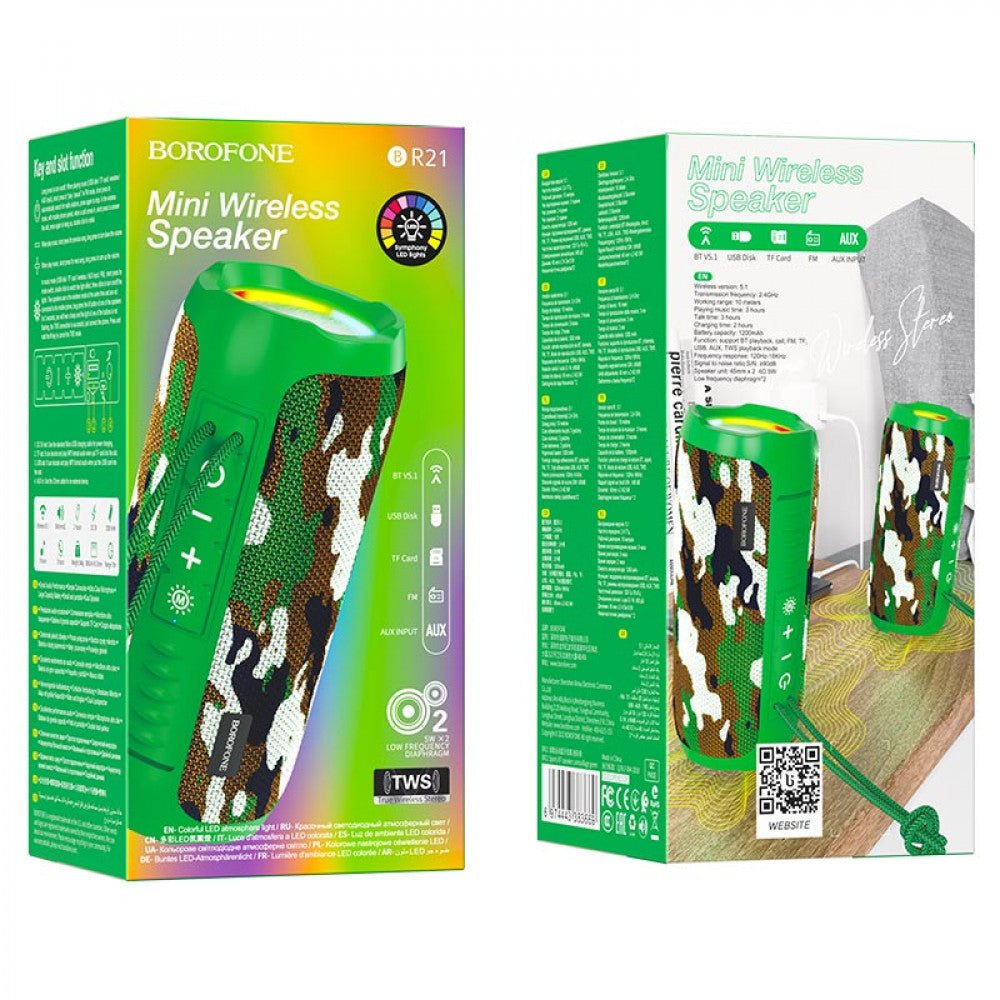 Portable speaker – Borofone BR21 Sports – Camuflage Green