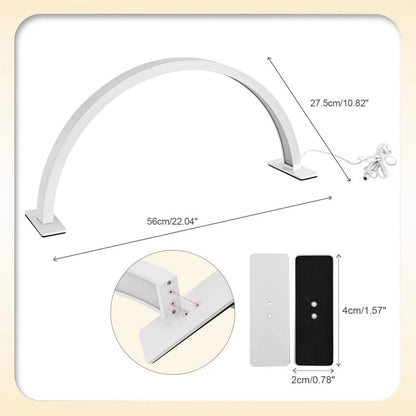 F-623 Crescent Moon LED Nail Lamp for Eyelash Extension Eyebrow Tattoo Makeup 54x28 cm - Black