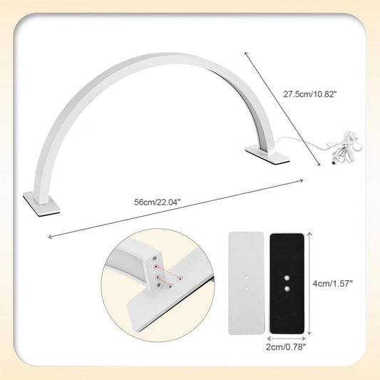 F-623 Crescent Moon LED Nail Lamp for Eyelash Extension Eyebrow Tattoo Makeup 54x28 cm - Black