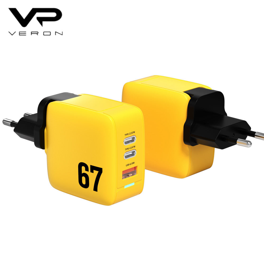 Home Charger | 67W | GaN | 2 PD | QC3.0 - Veron TC-67