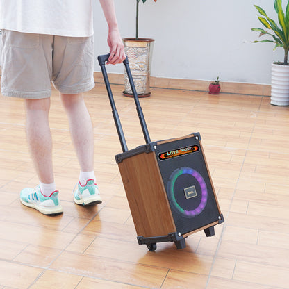 Bluetooth Speaker &amp; 2 Microphones – Hoco HA2 Wave – Wooden pattern