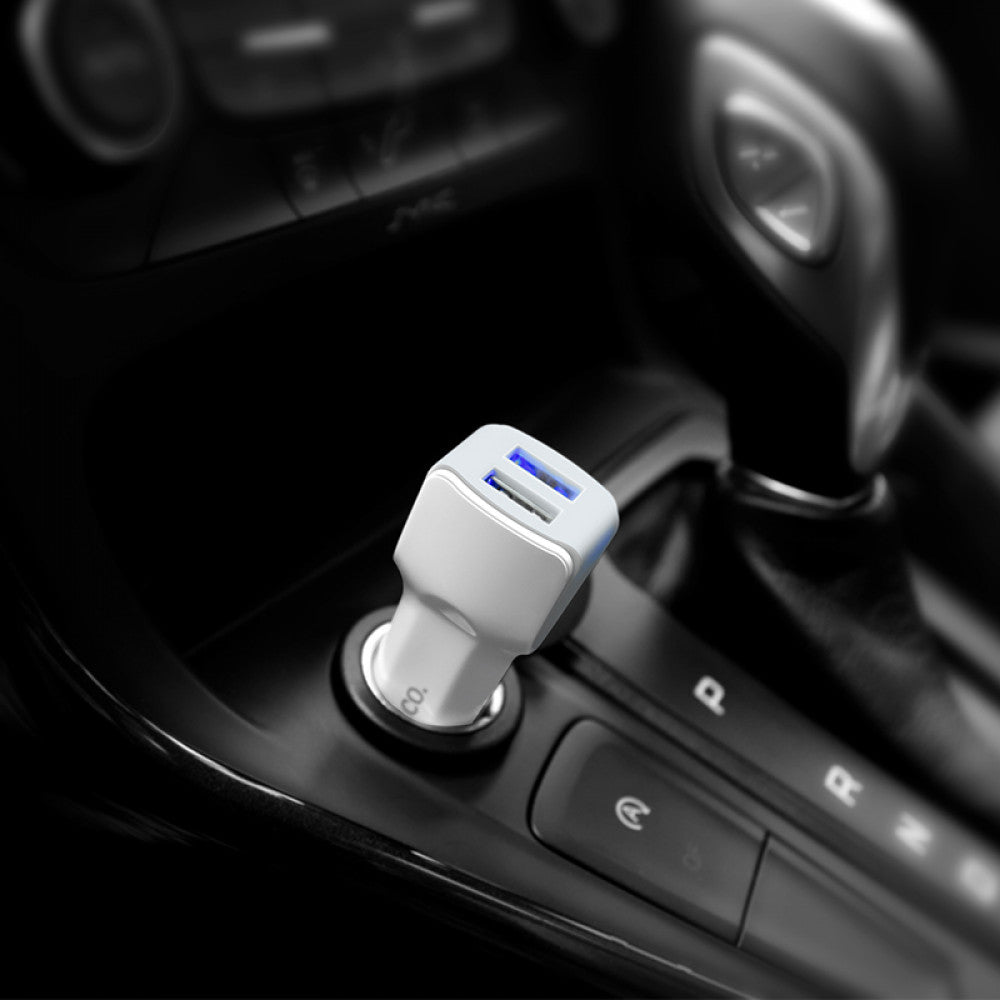 Car Charger | 2.4A | 2U - Hoco Z23 White