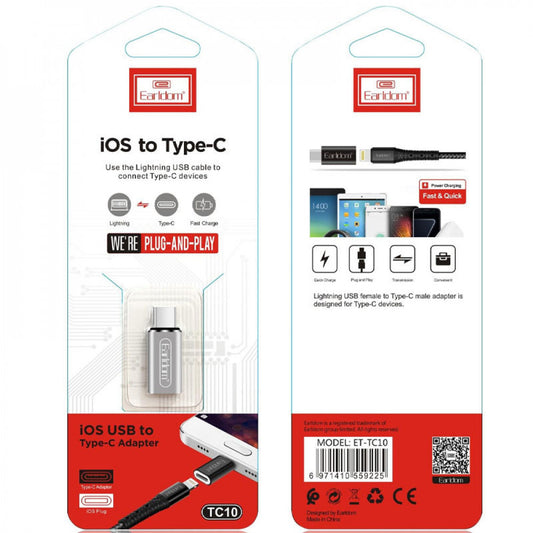 Adapter USB C To Lightning – Earldom ET-TC10 – Silver