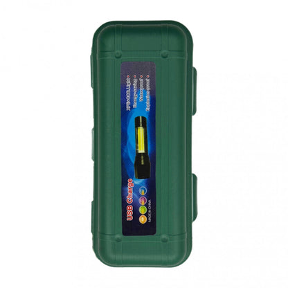 Rechargeable LED flashlight W511S flashlight with side diode three operating modes, main light, side LED light and strobe plastic case