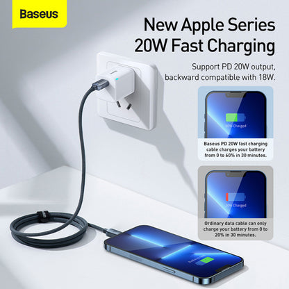 USB C to Lightning cable 20W (1.2m) – Baseus (CAJY0002) Crystal Shine Series – CAJY000201 Black