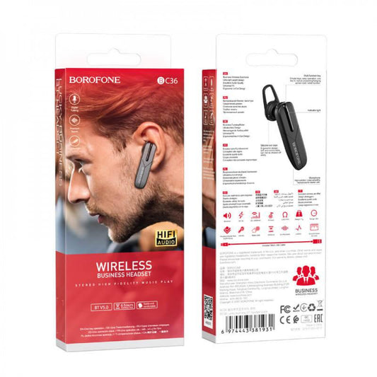 Bluetooth headset Borofone BC36 Lucky business – Black