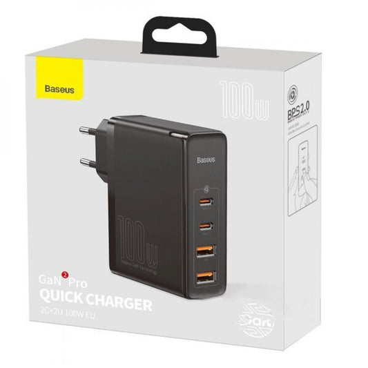 Home Charger | 100W | GaN2 | 2U | 2C – Baseus (CCGAN2P-L) Pro Quick Charger – CCGAN2P-L01 Black