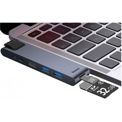 HUB Thunderbolt C – Baseus(CAHUB-L0G) thunderbolt C+Pro Seven-in-one smart HUB docking station – CAHUB-L0G Black