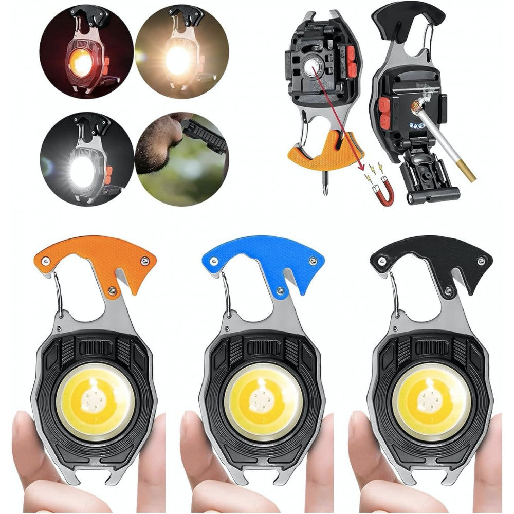 Rechargeable LED flashlight W5147 with Type-C (7 modes, cigarette lighter, carabiner, knife, magnet)