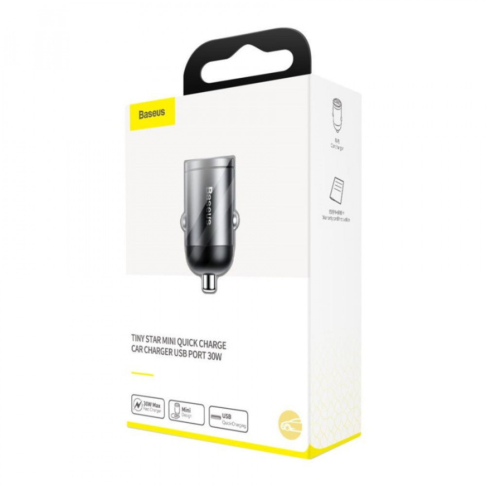 Car Charger | 30W | 1U – Baseus (VCHX-A0G) Tiny Star Mini Quick Charge USB Port Gray – VCHX-A0G Gray