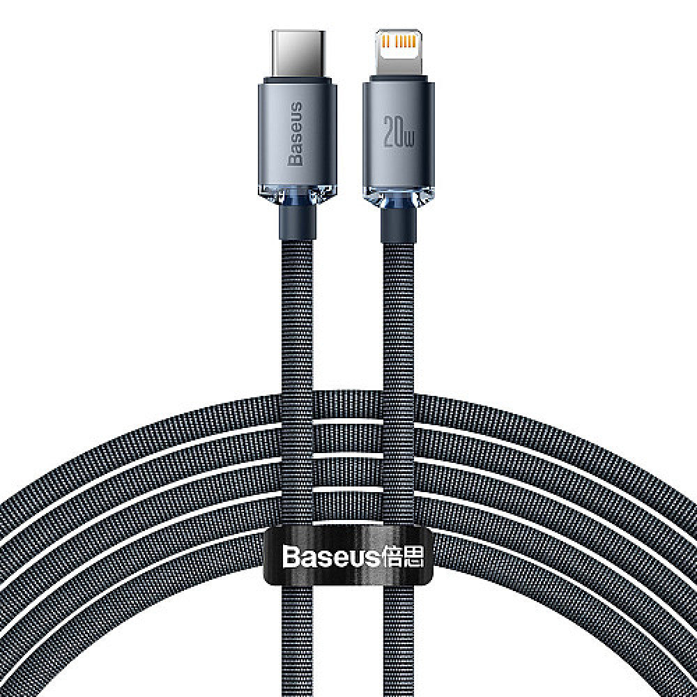 USB C to Lightning Cable 20W (2m) – Baseus (CAJY000301) Crystal Shine Series – CAJY000301 Black