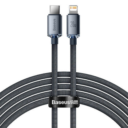 USB C to Lightning Cable 20W (2m) – Baseus (CAJY000301) Crystal Shine Series – CAJY000301 Black