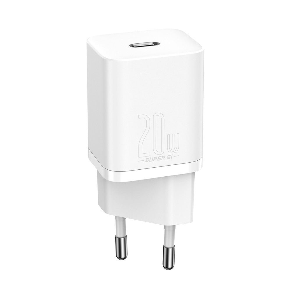 Home Charger | 20W | 1C | C to Lightning Cable (1m) – Baseus (TZCCSUP-B) Super Si Quick Charger – TZCCSUP-B02 White
