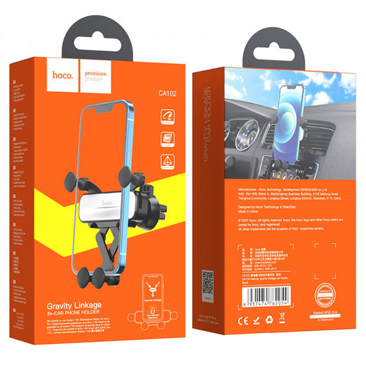 Car Holder – Hoco CA102 Manner gravity linkage – black silver