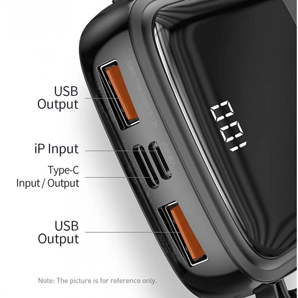 Power Bank 20000 mAh | 15W | Digital Display - Baseus (PPQD-F) - PPQD-F01 Black