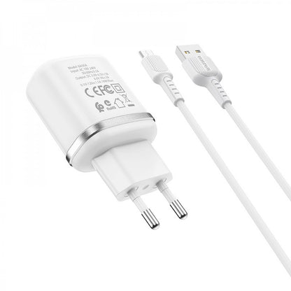 Home Charger | 18W | QC3.0 | Micro Cable (1m) – Borofone BA36A – White