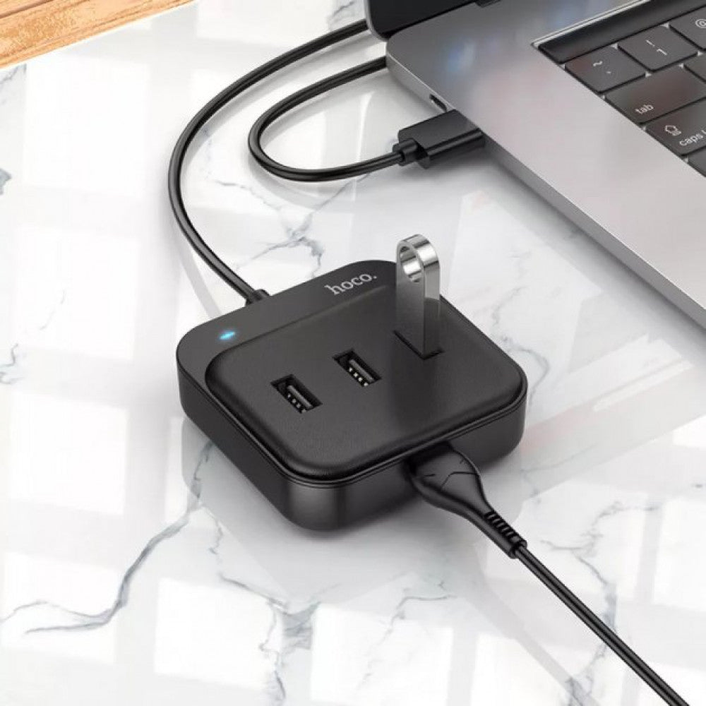HUB USB To 4 USB 2.0 – Hoco HB31 Easy (1.2m) – Black
