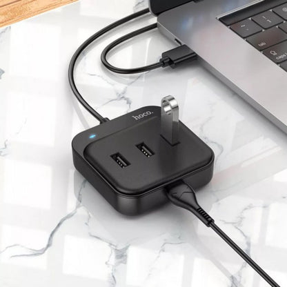 HUB USB To 4 USB 2.0 – Hoco HB31 Easy (1.2m) – Black