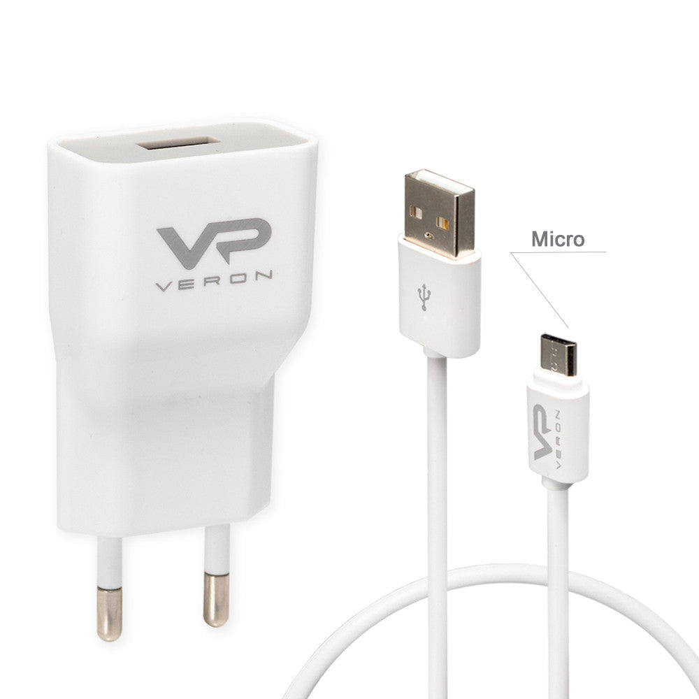 Home Charger | 2.0A | QC2.0 | Micro Cable (1m) – Veron AD-19M