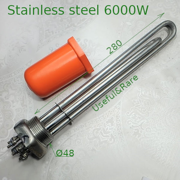 Stainless steel water heating element 6.0 kW thread d48 L280